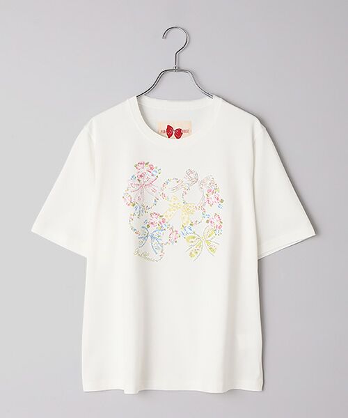PINK HOUSE / ピンクハウス カットソー | ロココリボンプリントカットソー（シロ）