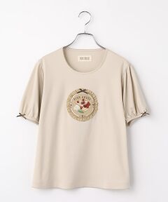 PINK HOUSE / ピンクハウス カットソー | クレープリー刺繍アップリケ付きカットソー