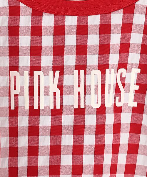 PINK HOUSE / ピンクハウス カットソー | ロゴプリント入りギンガムチェック×カットソー | 詳細2