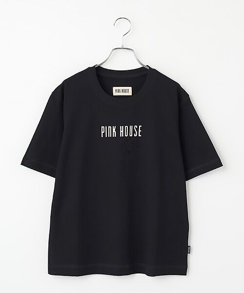 PINK HOUSE / ピンクハウス カットソー | 配色ロゴプリントカットソー（クロ）