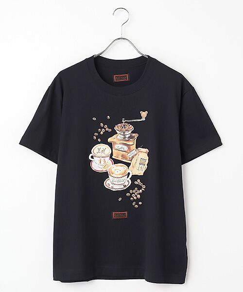 PINK HOUSE / ピンクハウス Tシャツ | カフェカールプリントＴシャツ（ブラック）