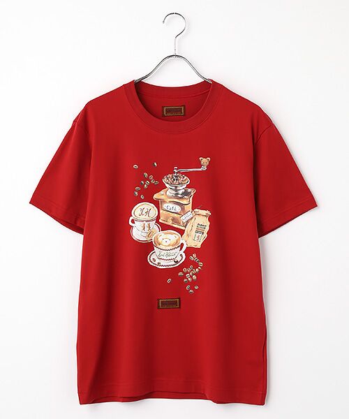 PINK HOUSE / ピンクハウス Tシャツ | カフェカールプリントＴシャツ（アカ）