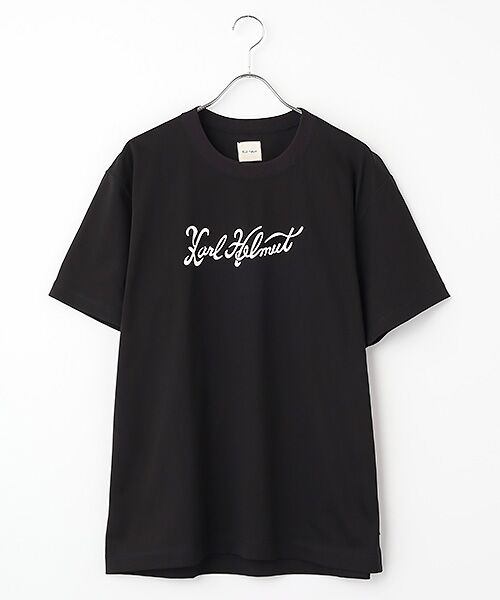 PINK HOUSE / ピンクハウス Tシャツ | 筆記体ロゴハイゲージ天竺半袖Ｔシャツ（ブラック）
