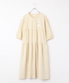 PINK HOUSE / ピンクハウス ロング・マキシ丈ワンピース | レースうさぎアップリケ付きダンガリーワンピース