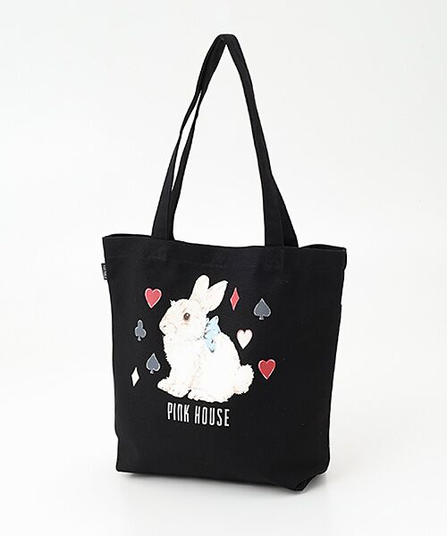 PINK HOUSE / ピンクハウス トートバッグ | Rabbit Marchプリントバッグ（クロ）