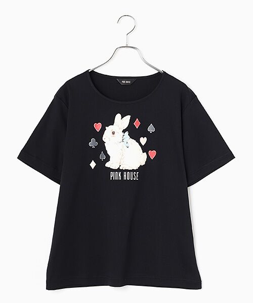 PINK HOUSE / ピンクハウス カットソー | Rabbit Marchモチーフプリントカットソー（クロ）