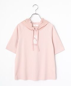 PINK HOUSE / ピンクハウス カットソー | レースうさぎアップリケ付きフード付きカットソー