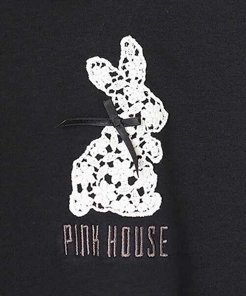PINK HOUSE / ピンクハウス カットソー | レースうさぎアップリケ付きフード付きカットソー | 詳細1