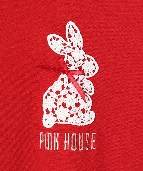 PINK HOUSE / ピンクハウス カットソー | レースうさぎアップリケ付きフード付きカットソー | 詳細3