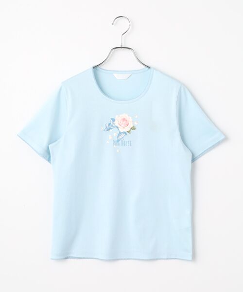 PINK HOUSE / ピンクハウス カットソー | Rose Pearlプリントカットソー（ソライロ）