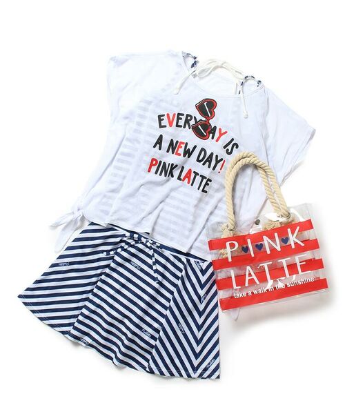 ボーダーオールインワン水着セット 水着 スイムグッズ Pink Latte ピンク ラテ ファッション通販 タカシマヤファッションスクエア