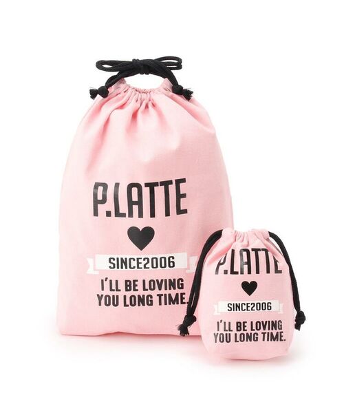 PINK-latte / ピンク ラテ バッグ | 大小ロゴ巾着セット | 詳細1
