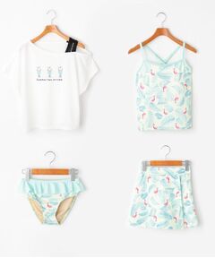 トロピカル柄水着+Tシャツ＋スカートセット