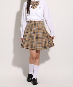 【卒服】リボン付 チェックプリーツスカート