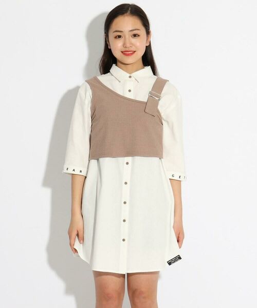 セール ニコラ掲載 開襟シャツワンピース ビスチェset ミニ丈 ひざ丈ワンピース Pink Latte ピンク ラテ ファッション通販 タカシマヤファッションスクエア