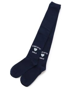 PINK-latte / ピンク ラテ ソックス | 51cm丈チェック＆ハート柄ニーハイソックス