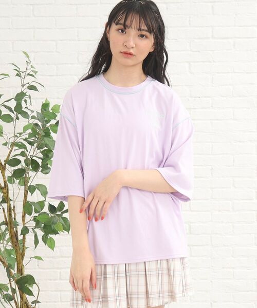 PINK-latte / ピンク ラテ カットソー | 七分袖配色パイピングTシャツ | 詳細1