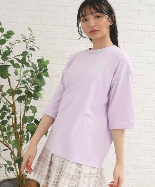 PINK-latte / ピンク ラテ カットソー | 七分袖配色パイピングTシャツ | 詳細27