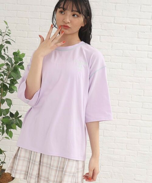 PINK-latte / ピンク ラテ カットソー | 七分袖配色パイピングTシャツ | 詳細28