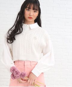 PINK-latte / ピンク ラテ その他トップス | 【2点セットアイテム/洗える】ルキコラボ　ニットベスト+シャツSET