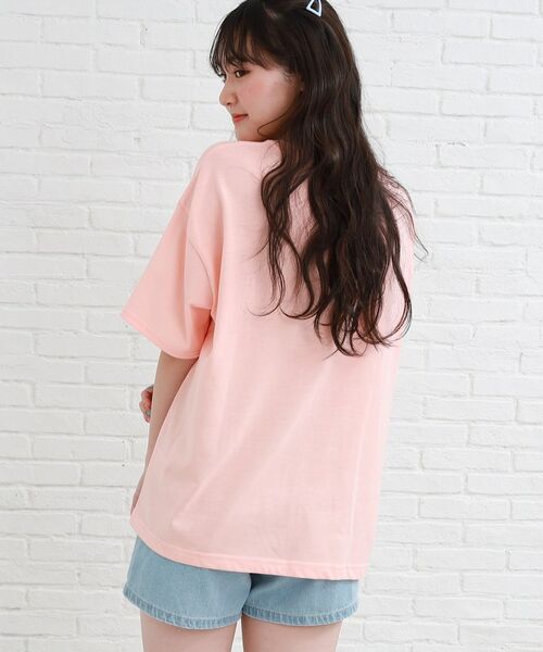 PINK-latte / ピンク ラテ Tシャツ | さらっと着やすい♪サテンアップリケビッグTシャツ | 詳細8
