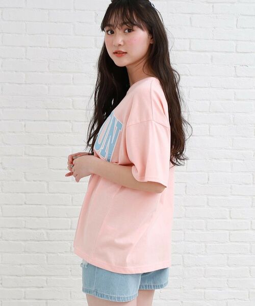 PINK-latte / ピンク ラテ Tシャツ | さらっと着やすい♪サテンアップリケビッグTシャツ | 詳細9