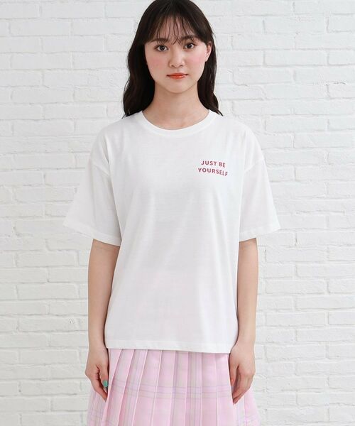 PINK-latte / ピンク ラテ Tシャツ | ワッペンデザインバックプリントTシャツ | 詳細1