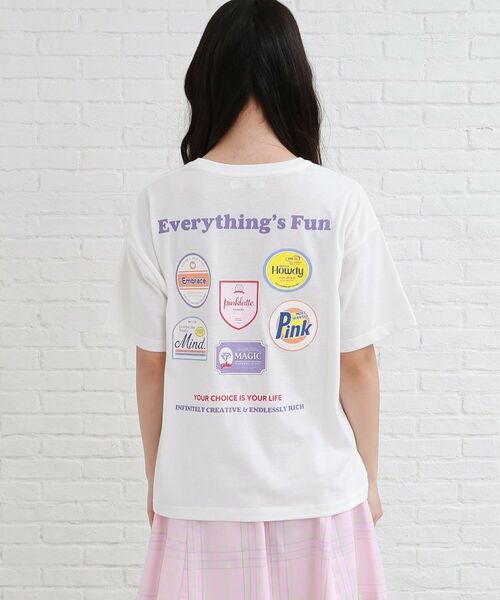 PINK-latte / ピンク ラテ Tシャツ | ワッペンデザインバックプリントTシャツ | 詳細3