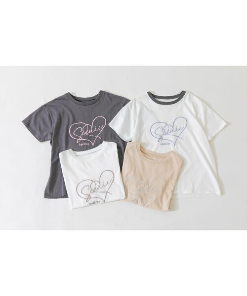 PINK-latte / ピンク ラテ Tシャツ | 【吸水速乾機能付き】ハート刺繍Tシャツ | 詳細29