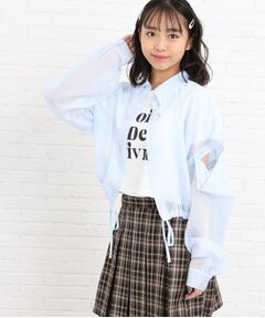 【2点SET】シアーストライプシャツ＋TシャツSET