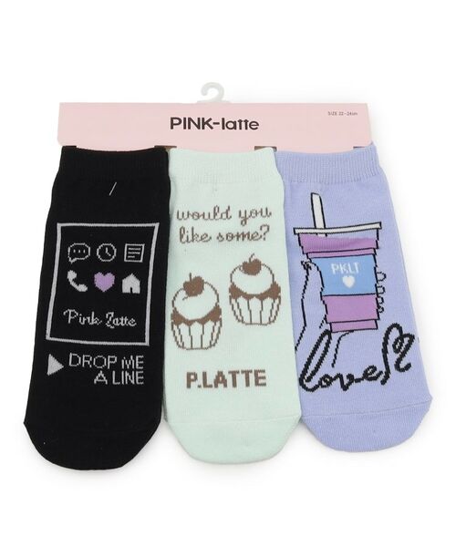 PINK-latte / ピンク ラテ ソックス | ロゴくるぶし丈3Pセット | 詳細1
