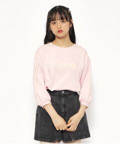 七分袖ガーリーロゴロングTシャツ