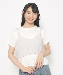 【2点SET・洗える】＋3歳見え　ニットビスチェ＋インナーTシャツセット