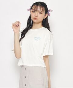 【130cmあり】ゆるっとシルエット　バックカレッジロゴTシャツ