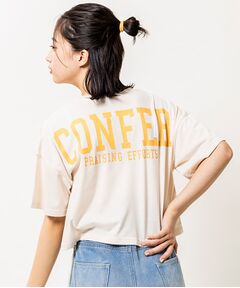 【130cmあり】ゆるっとシルエット　バックカレッジロゴTシャツ