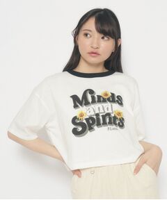 ひまわりプリント　リンガーTシャツ