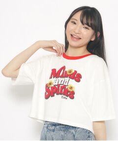 ひまわりプリント　リンガーTシャツ