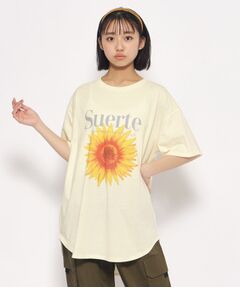 フラワープリントチュニックTシャツ