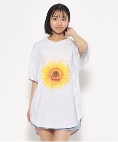 フラワープリントチュニックTシャツ