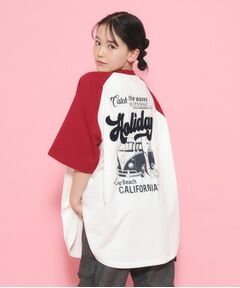 【大人気商品!追加】配色ラグランチュニックTシャツ