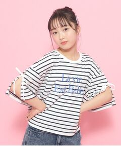 袖リボンTシャツ