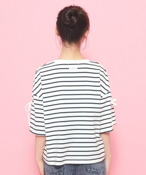 PINK-latte / ピンク ラテ Tシャツ | 袖リボンTシャツ【五分袖】【クロップド丈】 | 詳細14