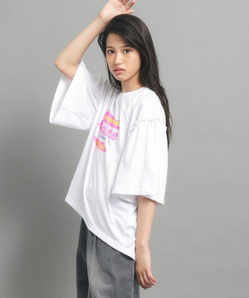 PINK-latte / ピンク ラテ Tシャツ | 【130cmあり】ミニフリル付きボリューム袖Tシャツ | 詳細1