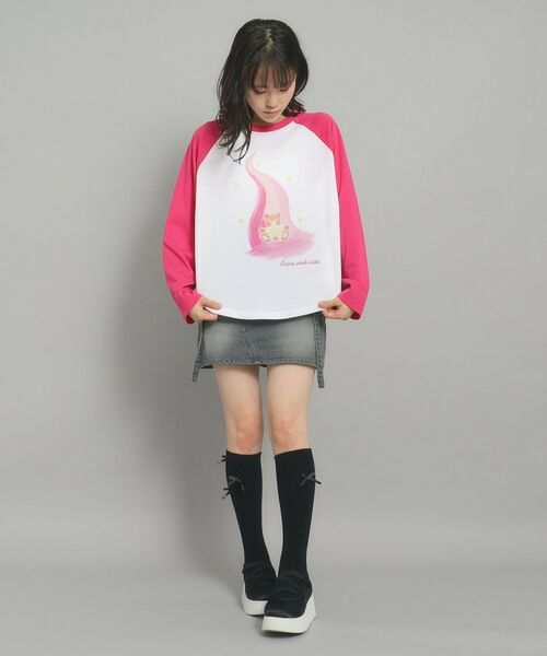 PINK-latte / ピンク ラテ Tシャツ | 【130cmあり】ラグランプリントロンT | 詳細14