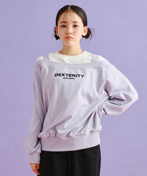 PINK-latte / ピンク ラテ カットソー | ミニ裏毛レイヤードプルオーバー(パープル(081))