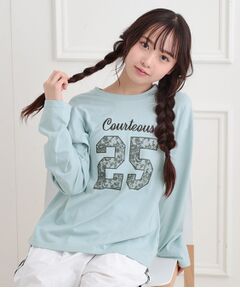 PINK-latte / ピンク ラテ カットソー | レースプリントナンバリングロンT