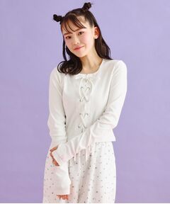 PINK-latte / ピンク ラテ カットソー | レースアップテレコプルオーバー