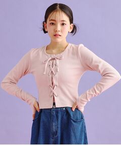 PINK-latte / ピンク ラテ カットソー | レースアップテレコプルオーバー
