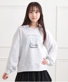 PINK-latte / ピンク ラテ カットソー | ミニ裏毛エリ付きプルオーバー