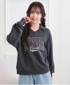 PINK-latte / ピンク ラテ カットソー | ミニ裏毛エリ付きプルオーバー